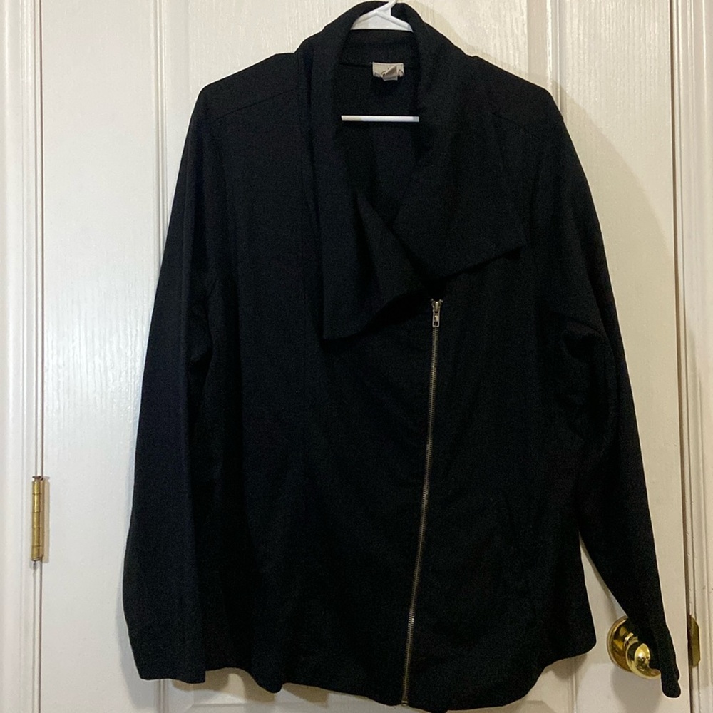 Dress Barn Black Moto Jacket Asymmetric Zipper 3X